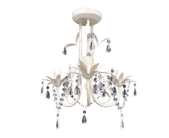 Lampă de plafon suspendată, cristal, candelabru alb elegant, 2 image