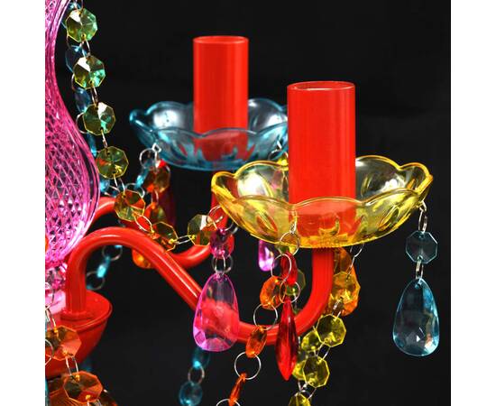 Lustră cristal artificial pentru 5 becuri multicoloră, 6 image