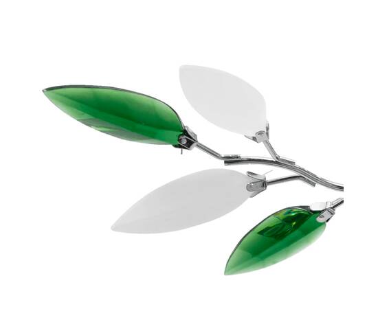 Lustră cu frunze cristal acrilic, alb/verde, pentru 3 becuri e14, 3 image