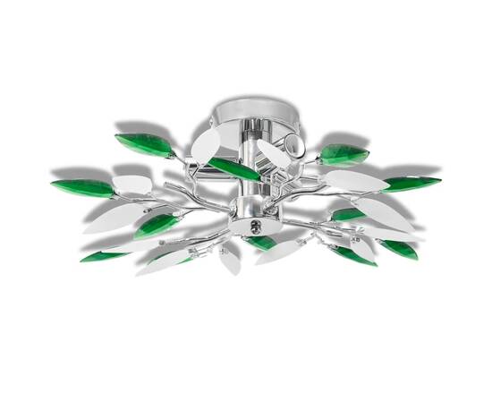 Lustră cu frunze cristal acrilic, alb/verde, pentru 3 becuri e14, 2 image