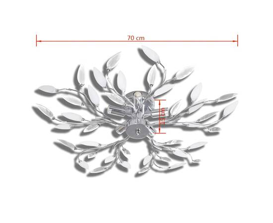 Plafoniera transparentă/albă brațe frunze cristal acrilic 5 becuri e14, 5 image