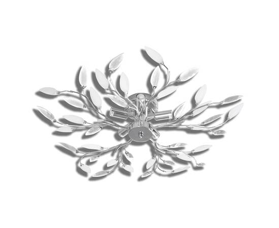 Plafoniera transparentă/albă brațe frunze cristal acrilic 5 becuri e14, 2 image