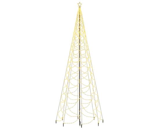 Pom de crăciun cu stâlp de metal, 1400 led-uri, alb cald, 5 m, 2 image