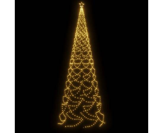 Pom de crăciun cu stâlp de metal, 1400 led-uri, alb cald, 5 m, 4 image