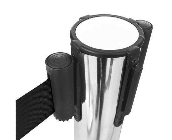Barieră bandă retractabilă, negru, 200 cm, 3 image