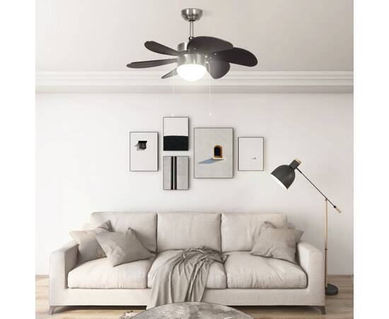 Ventilator de tavan cu iluminare, maro închis, 76 cm, 3 image