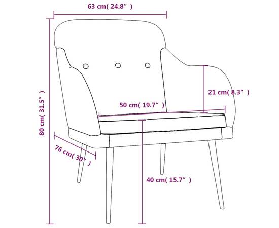 Fotoliu, negru, 63x76x80 cm, textil, 8 image