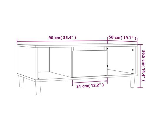 Măsuță de cafea, gri beton, 90x50x36,5 cm, lemn prelucrat, 10 image