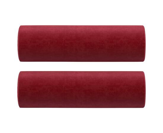 Perne decorative, 2 buc., roșu vin, Ø15x50 cm, catifea, 2 image