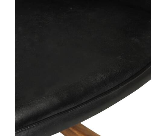 Scaun balansoar cu taburet, negru, piele naturală, 8 image