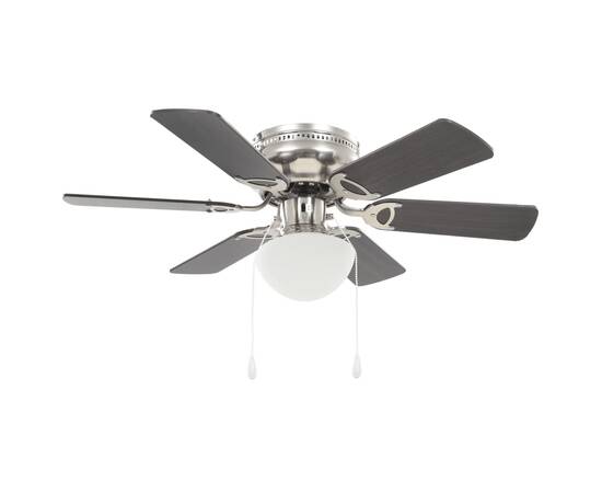 Ventilator tavan decorativ cu iluminare, 82 cm, maro închis