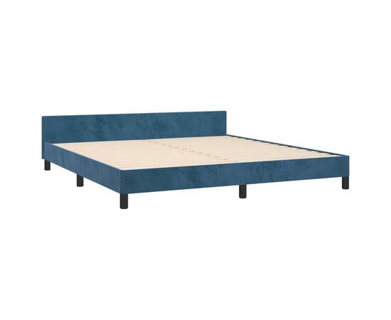 Cadru de pat cu tăblie, albastru închis, 180x200 cm, catifea, 5 image