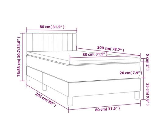 Pat box spring cu saltea, negru, 80x200 cm, catifea, 7 image