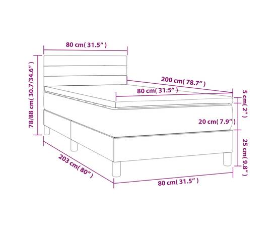 Pat continental cu saltea și led, negru, 80x200 cm, catifea, 8 image