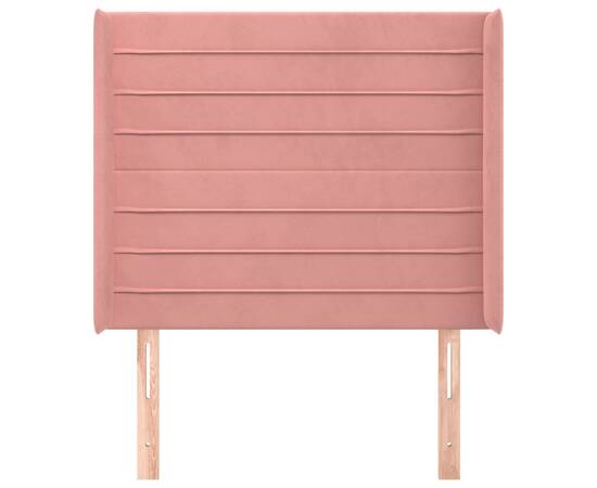 Tăblie de pat cu aripioare, roz, 93x16x118/128 cm, catifea, 3 image