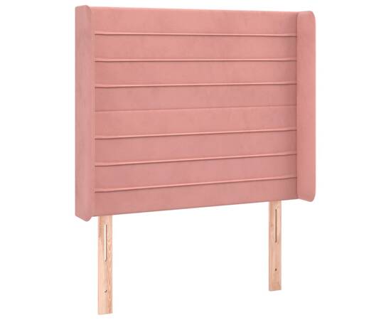 Tăblie de pat cu led, roz, 93x16x118/128 cm, catifea, 3 image