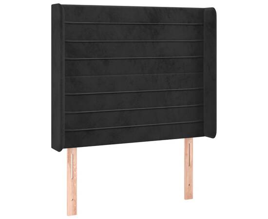 Tăblie de pat cu aripioare, negru, 93x16x118/128 cm, catifea, 2 image