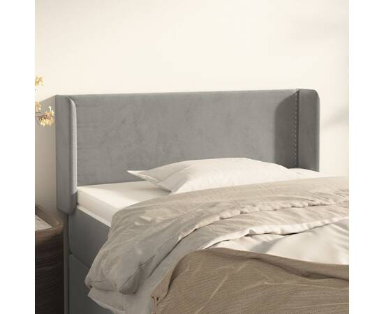 Tăblie de pat cu aripioare gri deschis 103x16x78/88 cm catifea