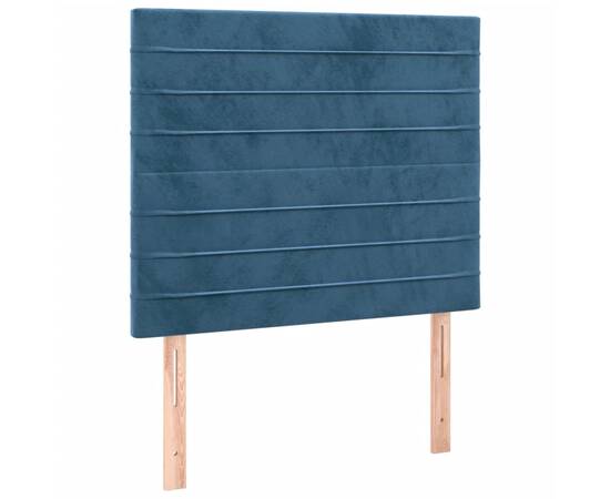 Tăblie de pat cu led, albastru închis, 90x5x118/128 cm, catifea, 4 image