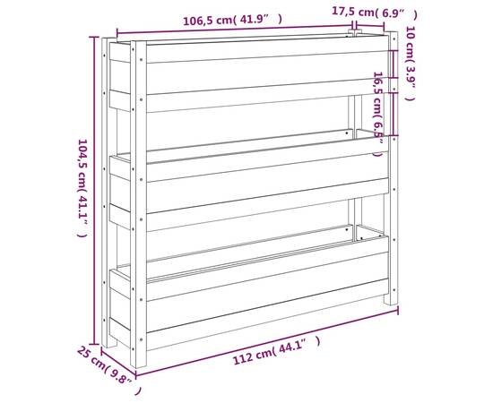 Jardinieră, 112x25x104,5 cm, lemn masiv de pin, 9 image
