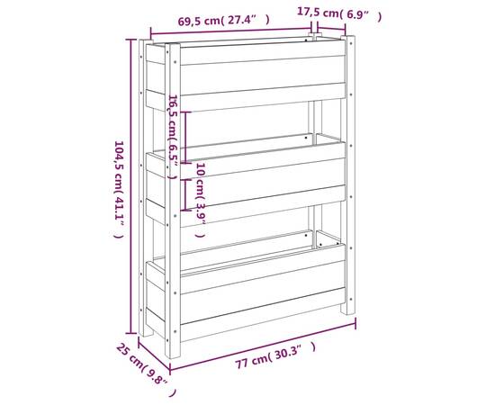 Jardinieră, 77x25x104,5 cm, lemn masiv de pin, 9 image