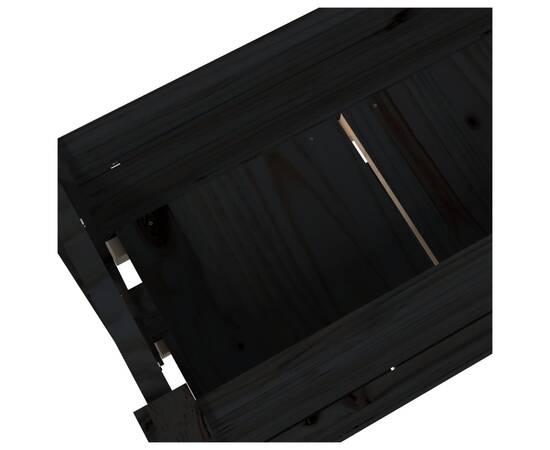 Jardinieră, negru, 77x25x66 cm, lemn masiv de pin, 7 image