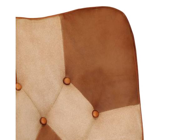 Scaun balansoar, maro, piele naturală și pânză, 5 image