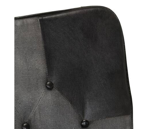 Scaun balansoar cu taburet, negru, piele naturală și pânză, 5 image