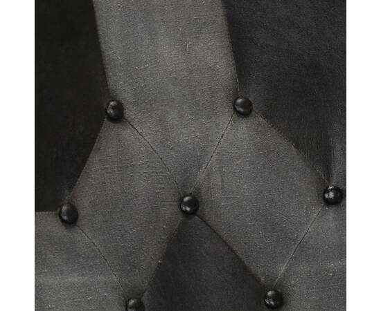 Scaun balansoar cu taburet, negru, piele naturală și pânză, 6 image