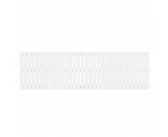 Tăblie de pat pentru perete, alb, 204x3x60 cm, lemn masiv pin, 4 image