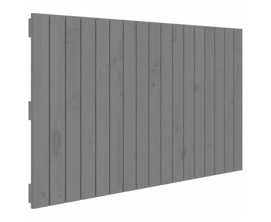 Tăblie de pat pentru perete, gri, 108x3x60 cm, lemn masiv pin, 2 image