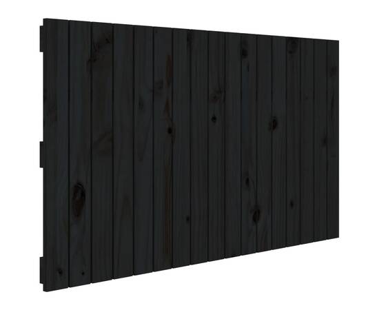 Tăblie de pat pentru perete, negru, 108x3x60 cm, lemn masiv pin, 2 image