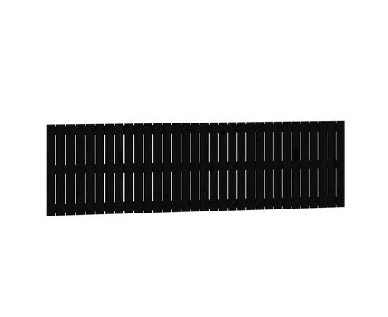 Tăblie de pat pentru perete, negru, 204x3x60 cm, lemn masiv pin, 2 image