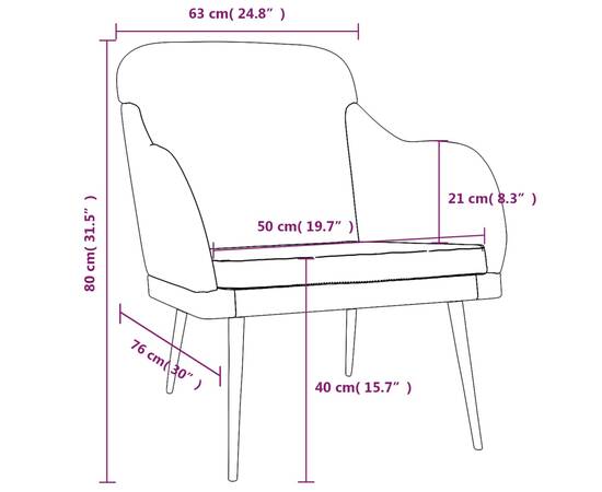 Fotoliu, gri închis, 63x76x80 cm, catifea, 8 image