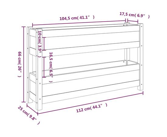 Jardinieră, 112x25x66 cm, lemn masiv de pin, 9 image