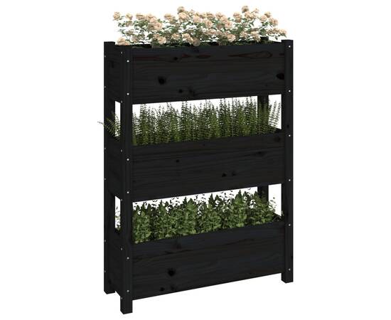 Jardinieră, negru, 77 x 25 x 104,5 cm, lemn masiv de pin, 4 image