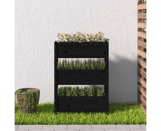 Jardinieră, negru, 77 x 25 x 104,5 cm, lemn masiv de pin, 3 image