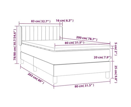 Pat box spring cu saltea, negru, 80x200 cm, catifea, 7 image