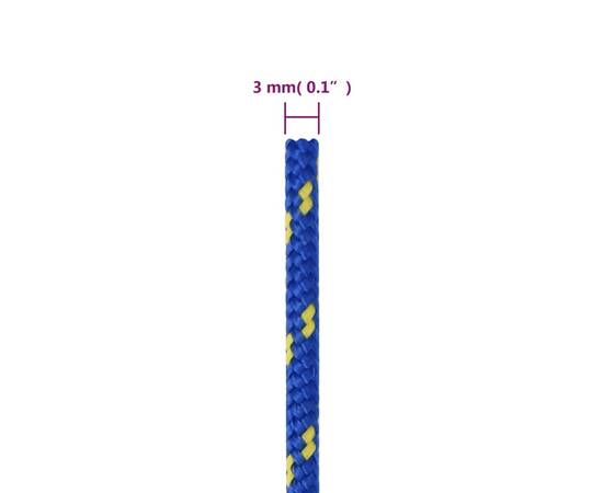 Frânghie de barcă, albastru, 3 mm, 100 m, polipropilenă, 6 image