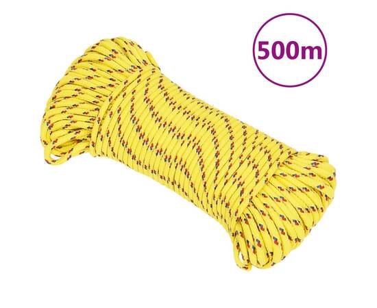 Frânghie de barcă, galben, 3 mm, 500 m, polipropilenă