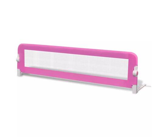 Balustradă de siguranță pentru pat de copil, roz, 150x42 cm, 2 image