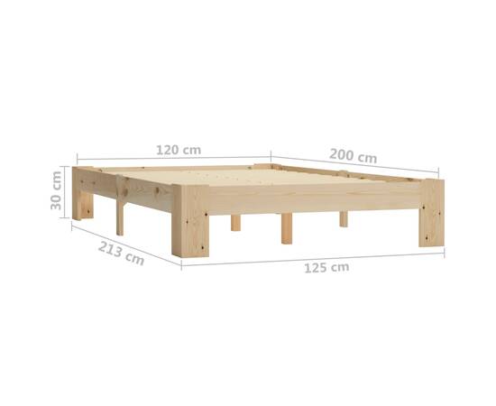 Cadru de pat, 120 x 200 cm, lemn masiv de pin, 6 image