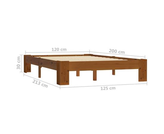 Cadru de pat, maro deschis, 120 x 200 cm, lemn masiv de pin, 6 image
