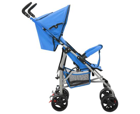 Landou/cărucior pliabil copii 2-în-1, albastru, oțel, 6 image
