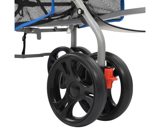 Landou/cărucior pliabil copii 2-în-1, albastru, oțel, 11 image