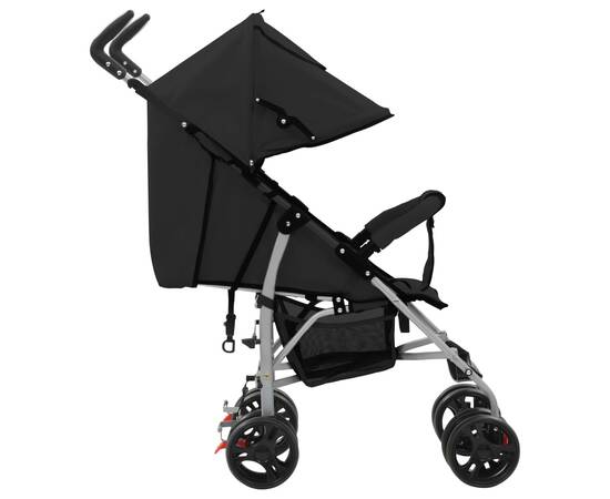 Landou/cărucior pliabil copii 2-în-1, negru, oțel, 3 image