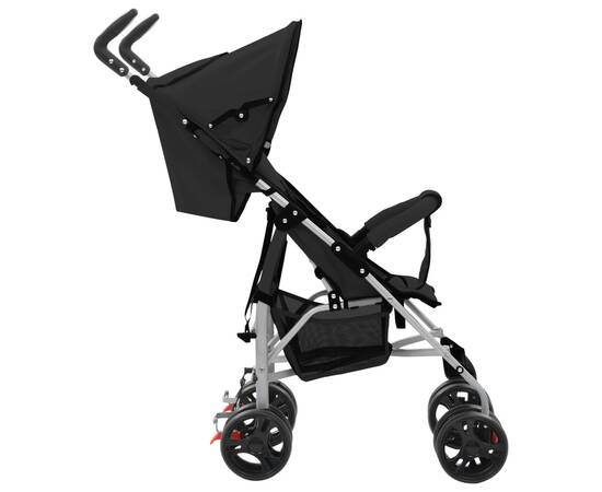 Landou/cărucior pliabil copii 2-în-1, negru, oțel, 7 image