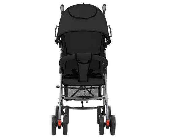 Landou/cărucior pliabil copii 2-în-1, negru, oțel, 4 image