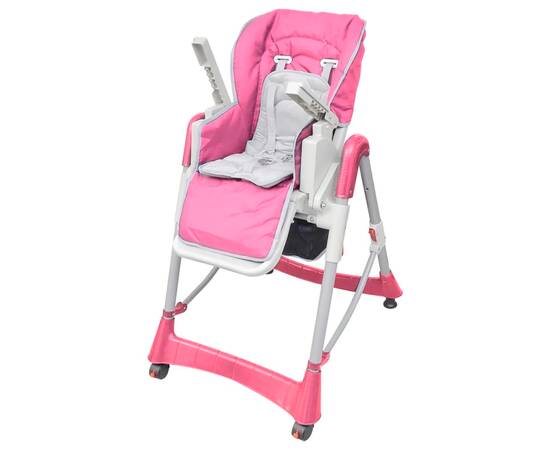 Scaun înalt pentru copii, deluxe, roz, înălțime reglabilă, 6 image