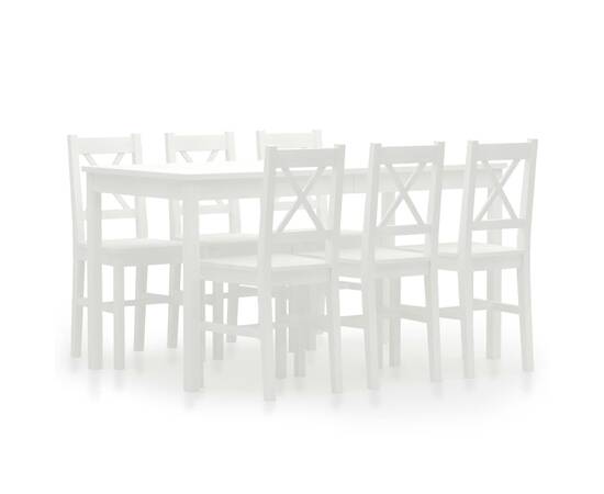 Set mobilier de bucătărie, 7 piese, alb, lemn de pin